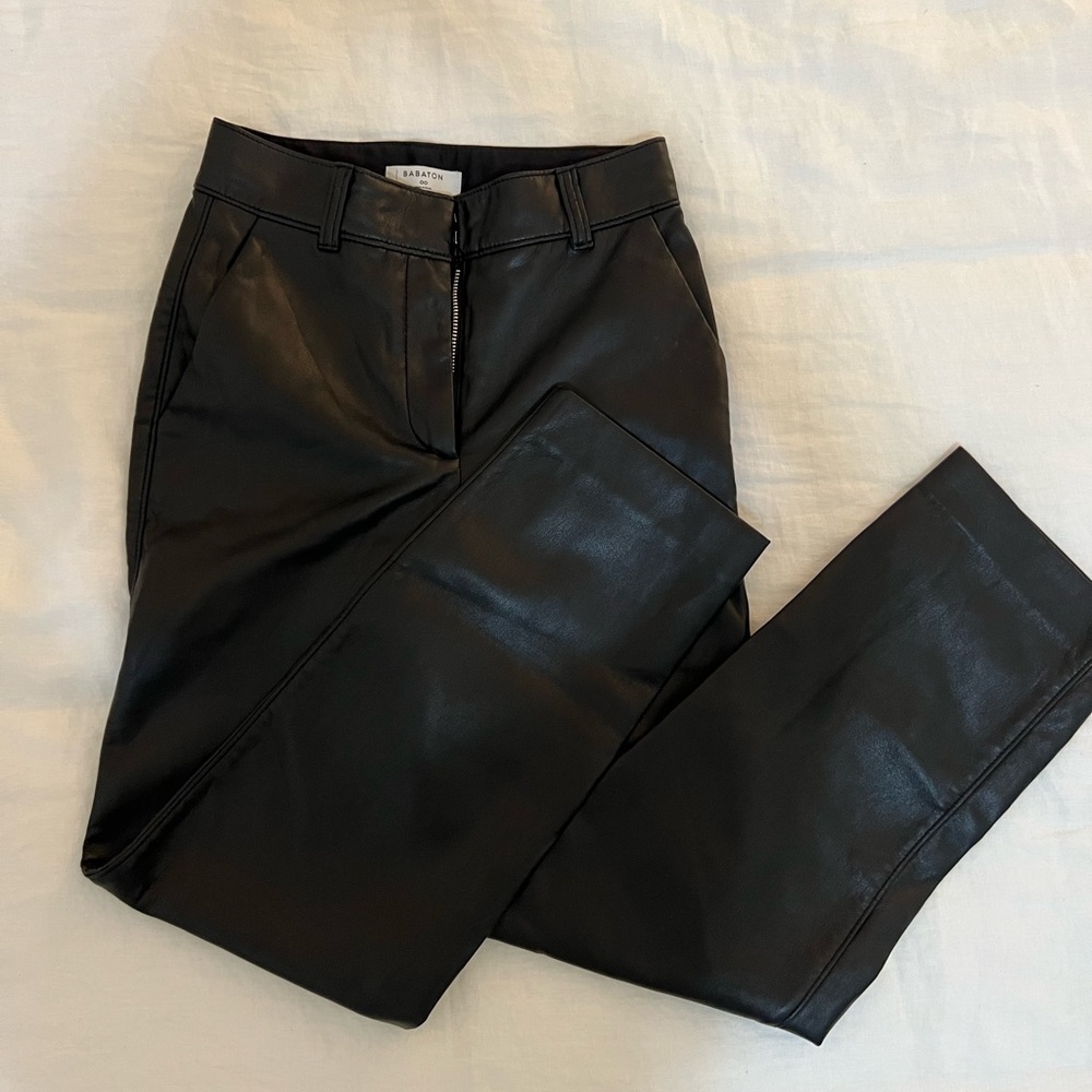 Aritzia Babaton Leather Command Cropped Pant